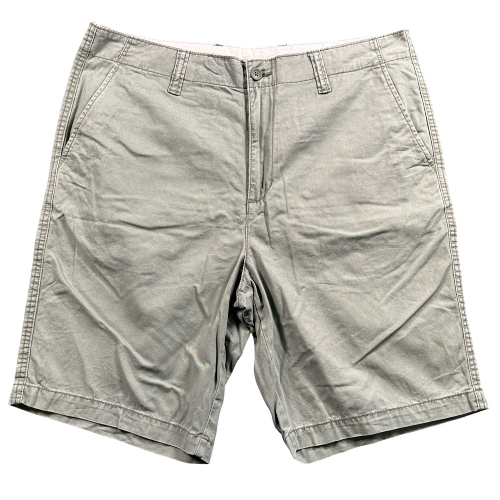 Old Navy Chino Shorts Men 37 (Tag 38) Olive Green Lived-In Straight Twill Casual